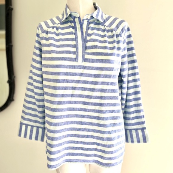 Vineyard Vines Blue Striped Quarter Button Tunic - Picture 1 of 5